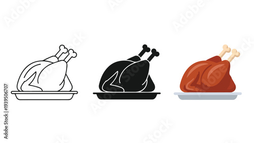 Meat cooking stages flat design vector illustration - Flat Design Icon. line icon set - Icon vector - Blue icon vector. Clipart. Icon collection - Line and glyph solid icon and logo template