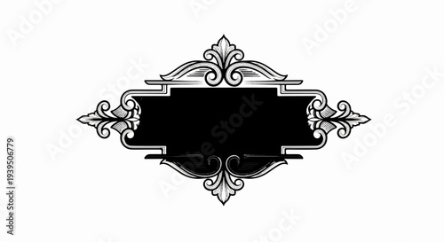 Ornate vintage-style horizontal decorative frame with a black central panel