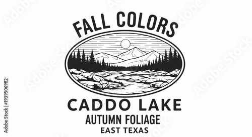 Scenic mountain and forest landscape with a winding river and text