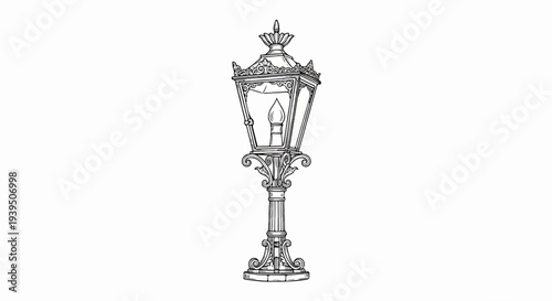 Ornate historical lamppost with decorative base and finial