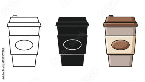Trash and coffee cup flat design vector illustration - Flat Design Icon. line icon set - Icon vector - Blue icon vector. Clipart. Icon collection - Line and glyph solid icon and logo template