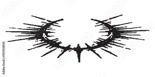 Abstract black and white crown of thorns illustration.