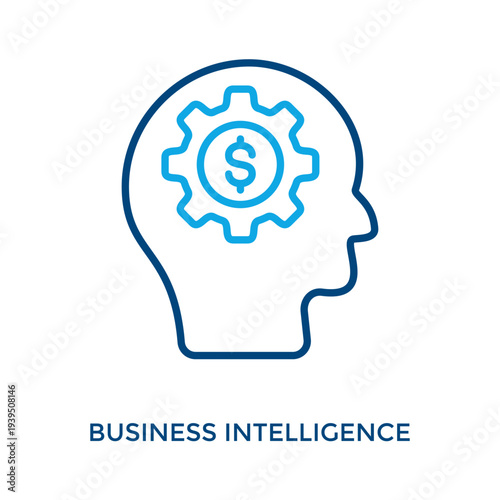 Business Intelligence Icon Outline Color Style. Vector Illustration For Graphic Design