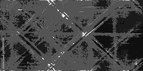 Abstract grayscale image featuring intersecting and fragmented linear shapes
