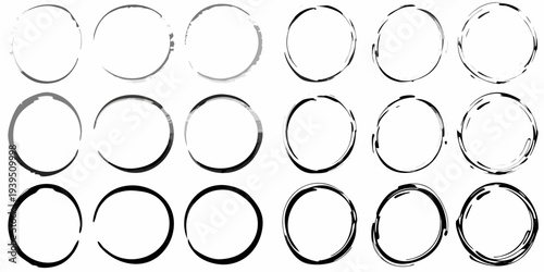 Arrangement of grungy imperfect circles in varying shades of gray