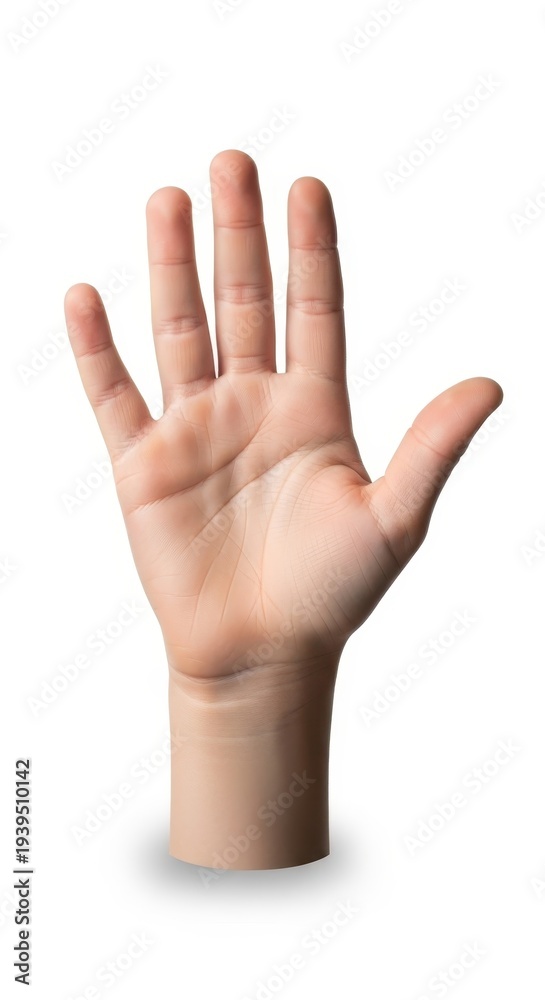 Fototapeta premium Open hand with fingers spread on white background.