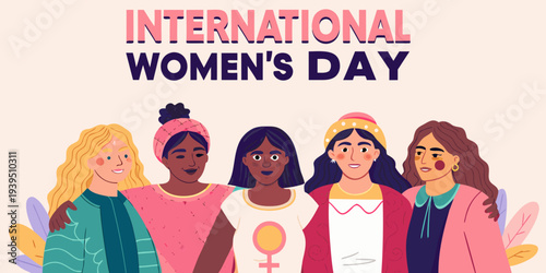 Illustration celebrating international women s day with diverse group of women
