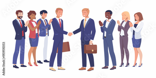 Diverse business team celebrates a successful deal with a handshake