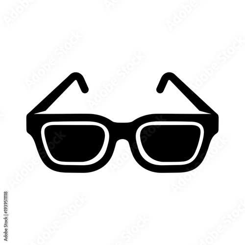 Black 3D Glasses Silhouette Icon.