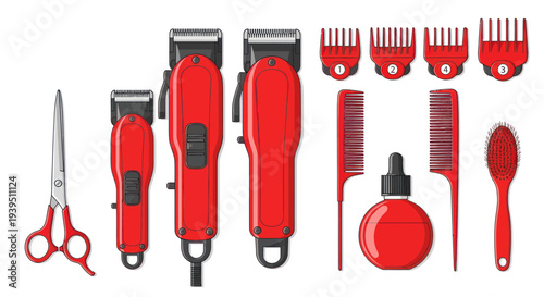 Professional Barber Tools Set: Clippers, Scissors, Combs, Brush, Oil Bottle