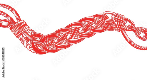 Intertwined Rope and Chain Symbolizing Strength and Connection