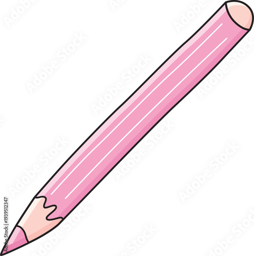 Pink colored pencil illustration isolated vector