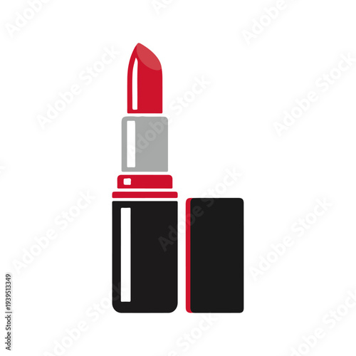 Red Lipstick Icon with Black and Grey Elements