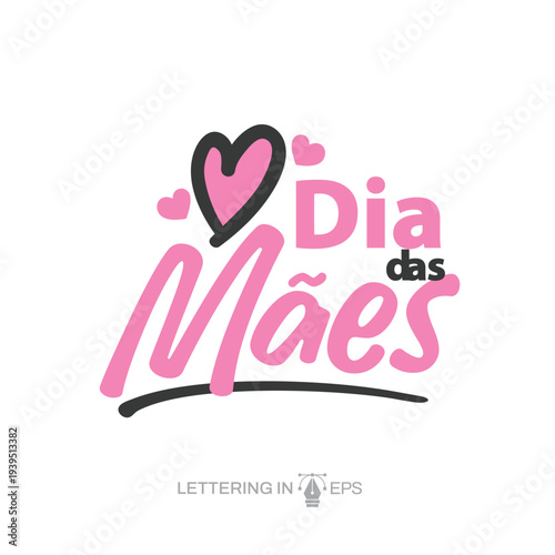 Lettering Feliz Dia das Mães Social Media EPS Editável