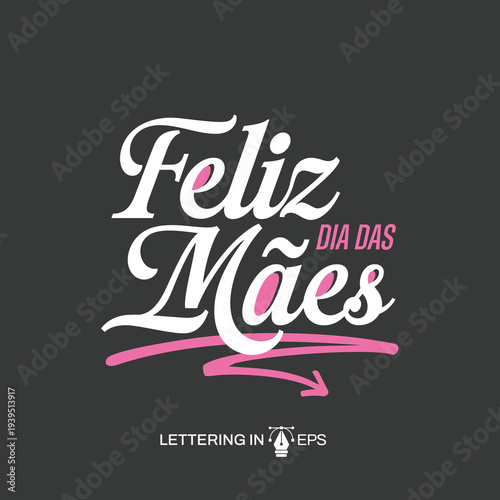 Lettering Feliz Dia das Mães Social Media EPS Editável