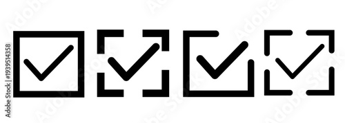 Tick mark symbol collection. Approved checkmark icon pack designed for confirmation messages, completed tasks, rating systems, and modern digital interface visuals.