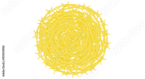 Barbed Wire Crown Symbolizing Suffering and Sacrifice, Isolated on White