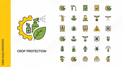 Crop Protection Symbols and Icons for Agriculture and Farming Industry Use