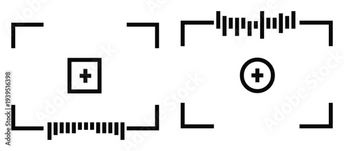 Camera Viewfinder HUD Vector – Photography & Videography Interface with Focus and Zoom Controls
