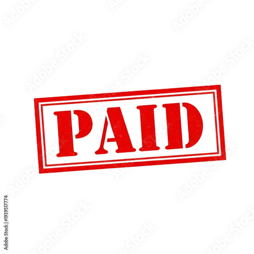 Red rubber stamp with the word paid in bold capital letters indicating payment confirmation or receipt
