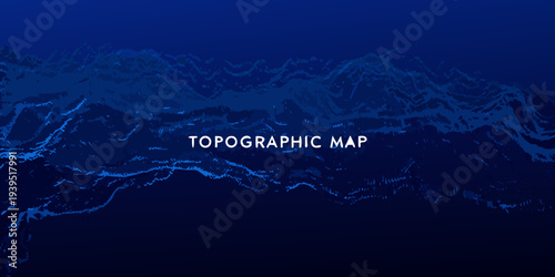 Abstract topographic map illustration with dark blue and textured design elements