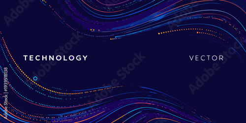 Abstract flowing lines and particles create a futuristic technology background