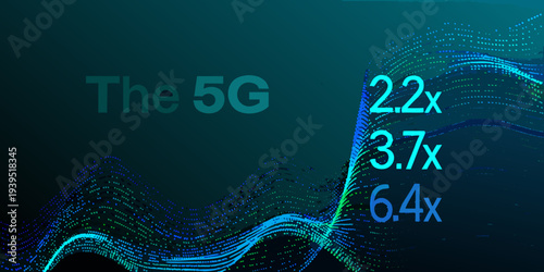 5g technology graphic with data points and speed statistics shown