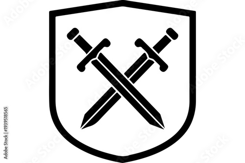 Crossed Swords Heraldic Shield Icon