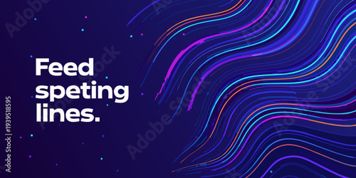 Abstract colorful wave design with text feed spotting lines