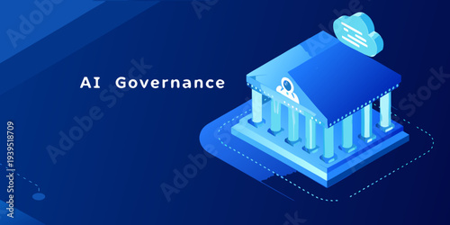 Ai governance depicted as a classical building with cloud technology