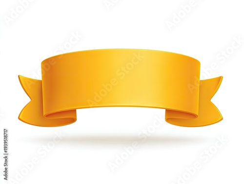 A glossy, golden ribbon banner with a slight curve and subtle shadow