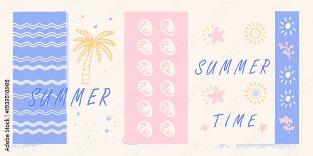© RanjanKumar - Colorful summer illustration featuring tropical elements and handwritten text