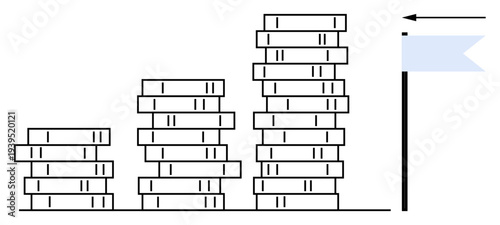 Financial growth concept. Stacked coins increasing wealth, economic success, and achieving financial goals. Financial progress, savings, business strategy, investment planning, wealth management