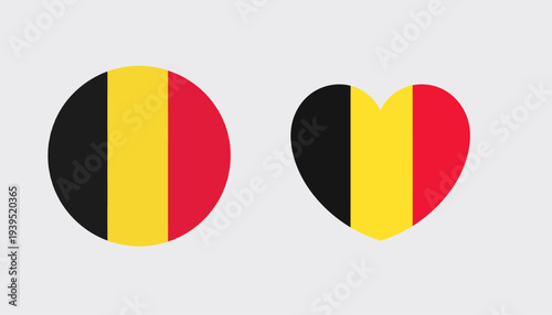 Belgian flag icons circle and heart shapes representing national pride and patriotism