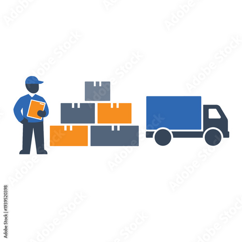 Delivery and logistics worker with packages