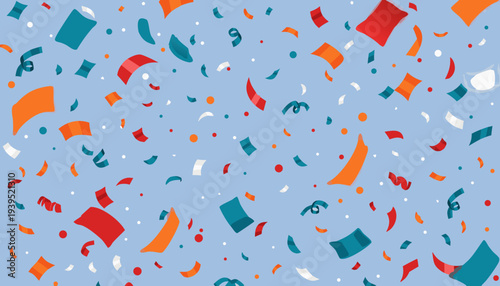 Gemini said

Seamless vector illustration of a colorful confetti and balloon pattern design for a festive party celebration backdrop featuring red and blue paper textures on a bright sky holiday wallp