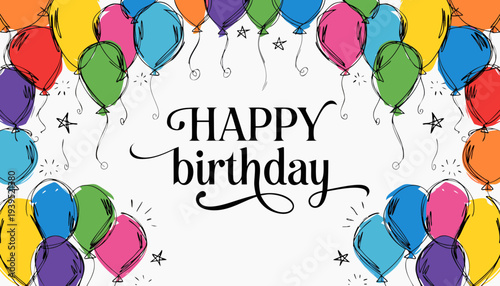 Gemini said

A colorful vector illustration of a happy birthday greeting card featuring a festive balloon decoration with confetti and surprise gift elements for a fun party celebration event