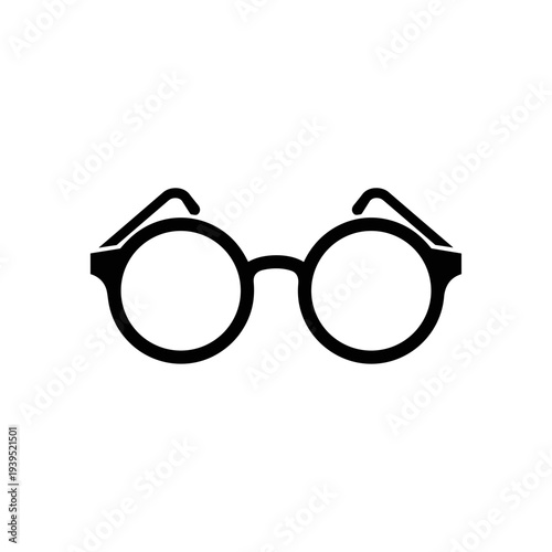 Black Round Glasses Silhouette Illustration.
