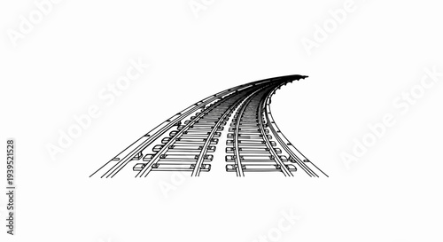 Abstract depiction of a railway track curving towards the horizon