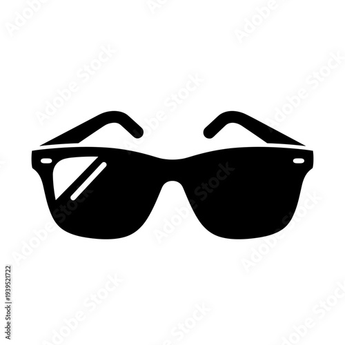 Black Sunglasses Silhouette Isolated White.
