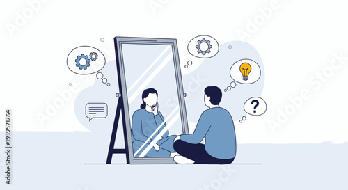 Person contemplating self reflection and creativity