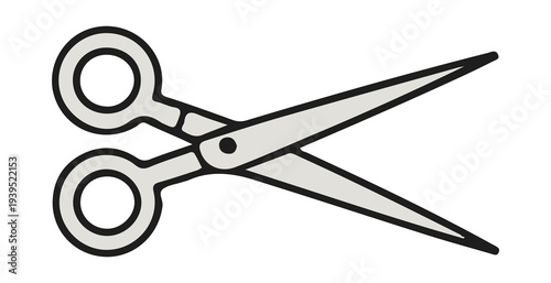 Pair of open scissors vector illustration isolated on white background. flat black and white icon