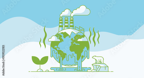 Polluted Earth with Industrial Waste and Emissions