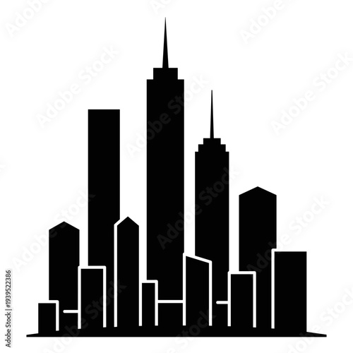 City Skyline Silhouette Skyscrapers Urban Landscape.
