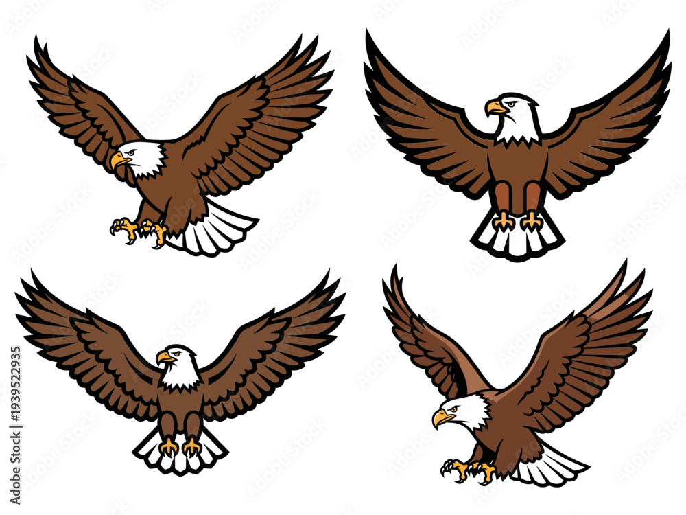 Fototapeta premium Classic American bald eagle with wings spread Vector