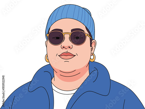 Close-up Portrait of a Person wearing a Beanie and Sunglasses