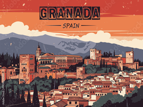 Granada spain grunge poster