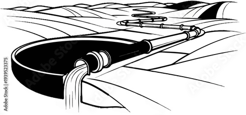 Industrial pipeline transfers water from a reservoir to a distant destination