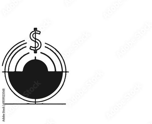 Circular target with a dollar sign in the bullseye, symbolizing financial goals