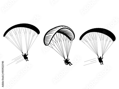Paragliding black and white vector